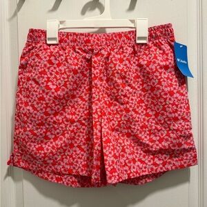 Columbia Women's Vibrant Red Floral Sandy River 5in Shorts NWT